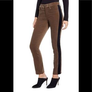 AG Adriano Goldschmied NWT Brown Velour Mari Tuxedo Stripe Cropped Jeans Size 24